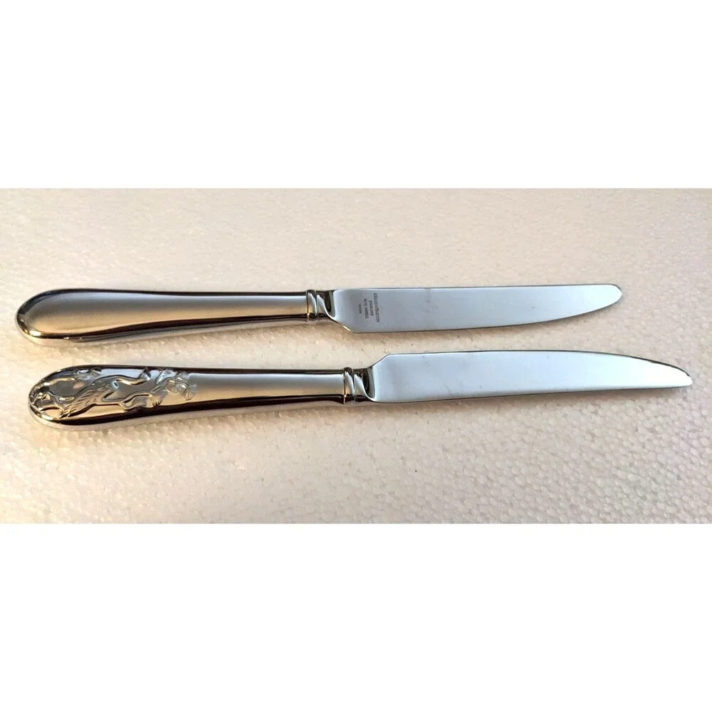 2 Reed & Barton Asian Birds French Hollow Dinner Knife 9 5/8